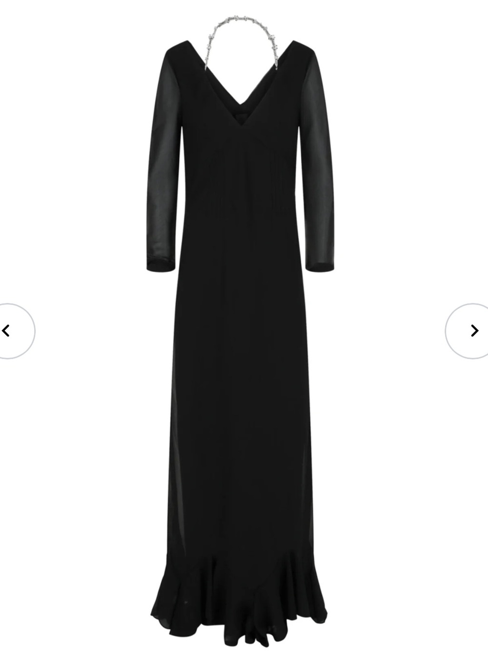 Givenchy Black V-Neck Long-Sleeve Maxi Dress with Ruffle Hem